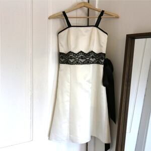 VTG Jessica McClintock for Gunne Sax Dress White Black Lace Size 1/2 0-2 Prom